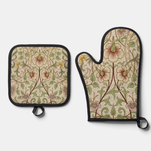 William Morris Daffodil Classic Bloem Behang Ovenwant & Pannenlap Set (Voorkant)