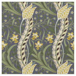 William Morris Daffodil  Donkerblauw Patroon Stof
