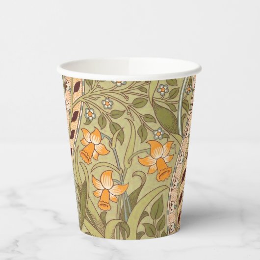 William Morris Daffodil Garden Flower Classic Bota Papieren Bekers (Links)