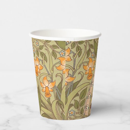 William Morris Daffodil Garden Flower Classic Bota Papieren Bekers (Rechts)