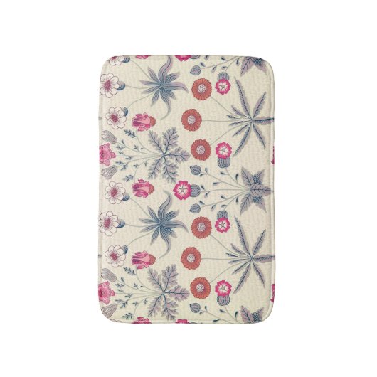 William Morris Daisy Floral Pattern Red Sinaasappe Badmat (Voorkant Verticaal)