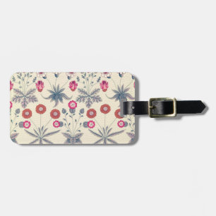 William Morris Daisy Floral Pattern Red Sinaasappe Bagagelabel