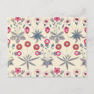 William Morris Daisy Floral Pattern Red Sinaasappe Briefkaart