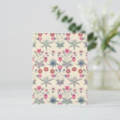 William Morris Daisy Floral Pattern Red Sinaasappe Briefkaart (Staand voorkant)