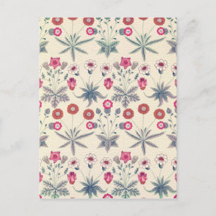 William Morris Daisy Floral Pattern Red Sinaasappe Briefkaart
