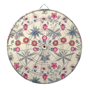 William Morris Daisy Floral Pattern Red Sinaasappe Dartbord