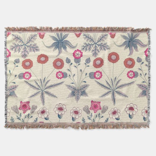 William Morris Daisy Floral Pattern Red Sinaasappe Deken (Voorkant)