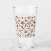 William Morris Daisy Floral Pattern Red Sinaasappe Glas (Achterkant)