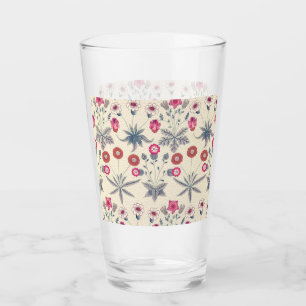 William Morris Daisy Floral Pattern Red Sinaasappe Glas