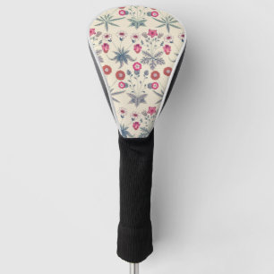 William Morris Daisy Floral Pattern Red Sinaasappe Golfheadcover