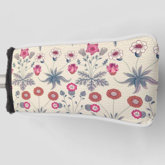 William Morris Daisy Floral Pattern Red Sinaasappe Golfheadcover (Voorkant)