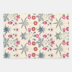 William Morris Daisy Floral Pattern Red Sinaasappe Inpakpapier Vel