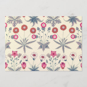 William Morris Daisy Floral Pattern Red Sinaasappe Kaart