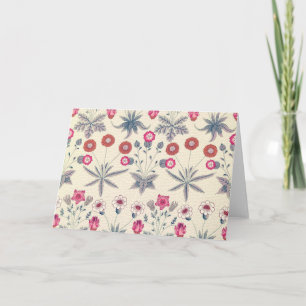 William Morris Daisy Floral Pattern Red Sinaasappe Kaart