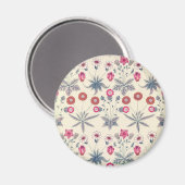 William Morris Daisy Floral Pattern Red Sinaasappe Magneet (Voorkant / Achterkant)