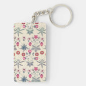 William Morris Daisy Floral Pattern Red Sinaasappe Sleutelhanger (achterkant)