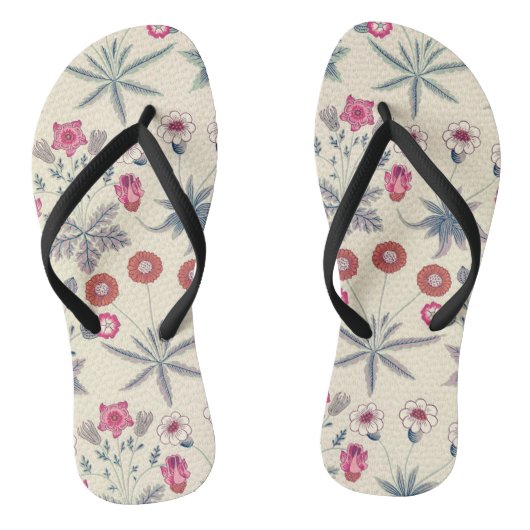 William Morris Daisy Floral Pattern Red Sinaasappe Teenslippers (Voetbed)