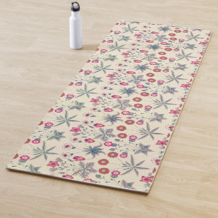William Morris Daisy Floral Pattern Red Sinaasappe Yogamat