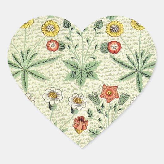 William Morris Daisy Floral Wallpaper Pattern Hart Sticker (Voorkant)
