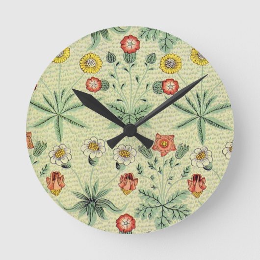 William Morris Daisy Floral Wallpaper Pattern Ronde Klok (Voorkant)