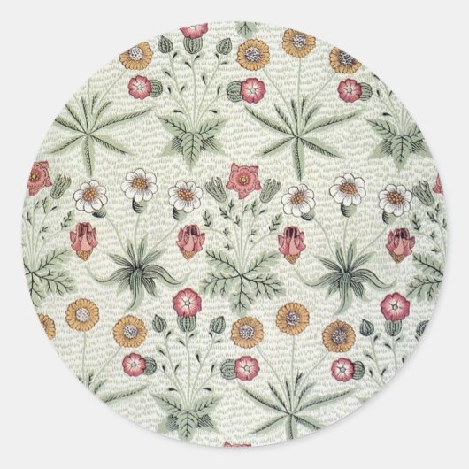 William Morris Daisy Floral Wallpaper Pattern Ronde Sticker (Voorkant)