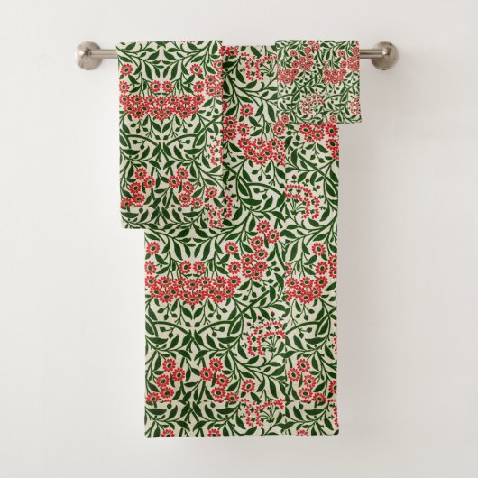 William Morris Daisy Flowers Pink Green Bad Handdoek (Insitu)