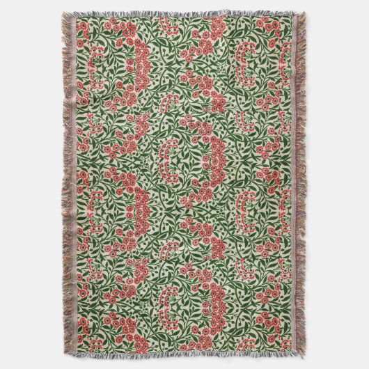 William Morris Daisy Flowers Pink Green Deken (Voorkant Verticaal)