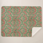 William Morris  Daisy Flowers Pink Green Sherpa Deken (Voorkant (horizontaal))
