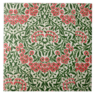 William Morris  Daisy Flowers Pink Green Tegeltje