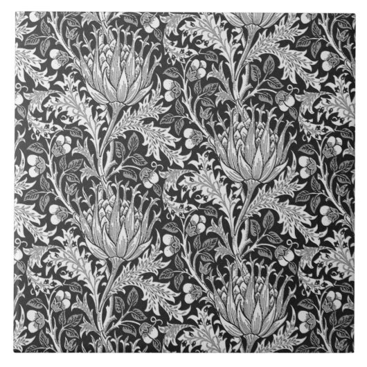William Morris Damask, Dark Gray Tegeltje (Voorkant)
