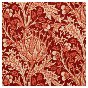 William Morris Damask, Deep Sinaasappel Stof