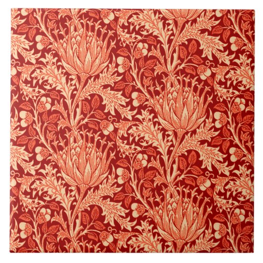 William Morris Damask, Deep Sinaasappel Tegeltje (Voorkant)