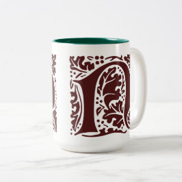 William Morris Dark Red Art Crafts Monogram Tweekleurige Koffiemok