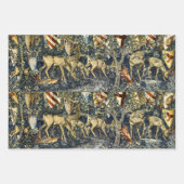 William Morris Deer and Shields in Verdant Realm Inpakpapier Vel (Voorkant 3)