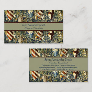 William Morris Deer en Shields in Verdant Realm Visitekaartje