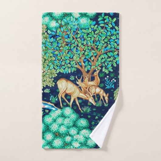 William Morris Deer par un Indigo de la Tapisserie (Serviette à main)