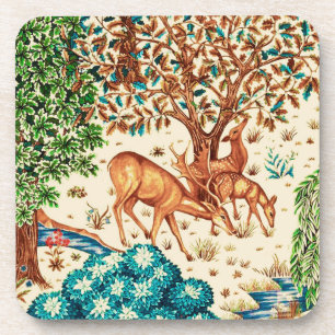 William Morris Deer van een Brook Tapestry Beige Bier Onderzetter