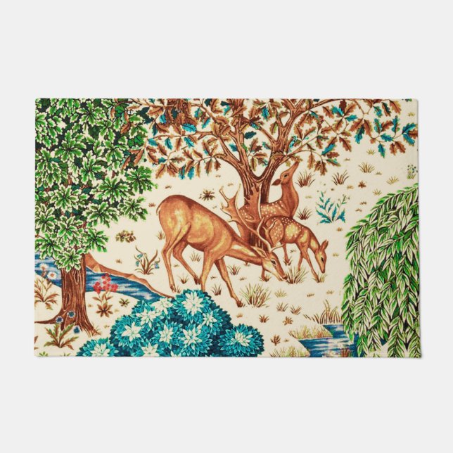 William Morris Deer van een Brook Tapestry Beige Deurmat (Voorkant)