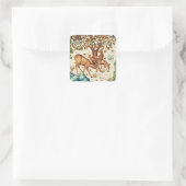 William Morris Deer van een Brook Tapestry Beige Vierkante Sticker (Tas)