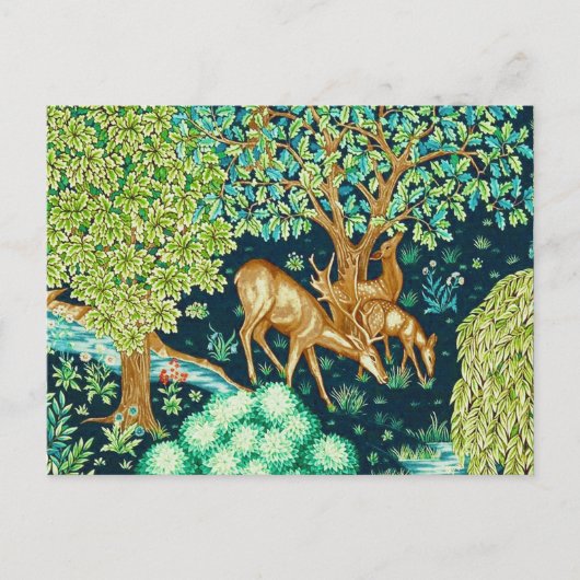 William Morris Deer van een Brook Tapestry Print Briefkaart (Voorkant)