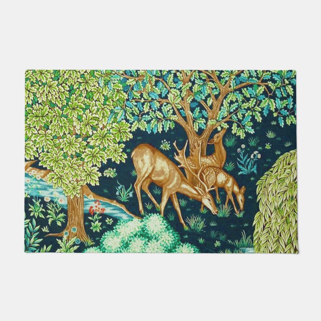 William Morris Deer van een Brook Tapestry Print Deurmat (Voorkant)