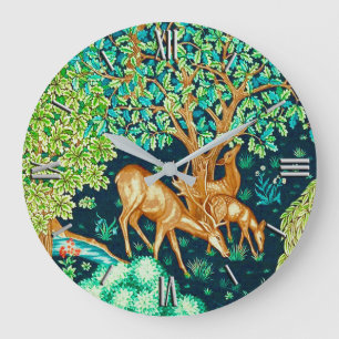 William Morris Deer van een Brook Tapestry Print Grote Klok