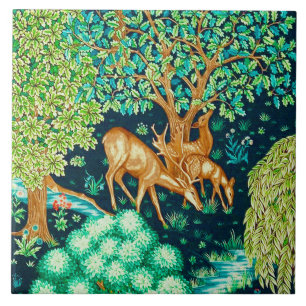 William Morris Deer van een Brook Tapestry Print Tegeltje