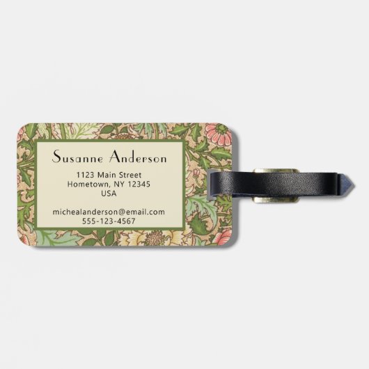 William Morris Design Norwich Pattern Bagagelabel (Achterkant horizontaal)