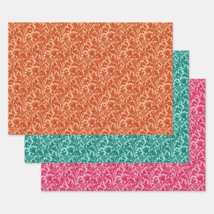William Morris Distel, Oranje, Turkoois, Roze Inpakpapier Vel