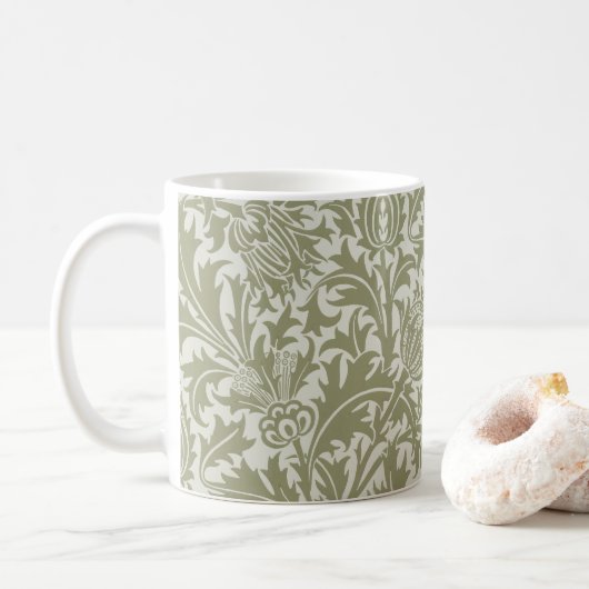 William Morris Distel Salie Groen Patroon Koffiemok (Met donut)