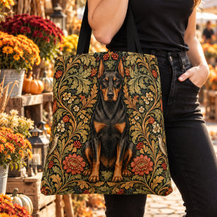 William Morris Dobermann Pinscher Vintage Bloemmot Draagtas