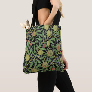 William Morris Donkere Granaatappel Fruit Patroon Draagtas