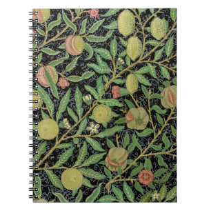 William Morris Donkere Granaatappel Fruit Patroon Notitieboek