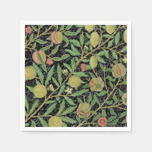 William Morris Donkere Granaatappel Fruit Patroon Servet (Voorkant)